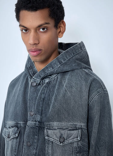 LN-CC® - Acne Studios: Hooded Denim Jacket - Black Acne Studios Hooded Denim Jacket Black acn0163027