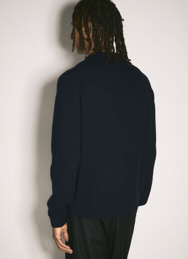 LN-CC® - Prada: Wool Rib Sweater - Navy Prada Wool Rib Sweater Navy pra0158009