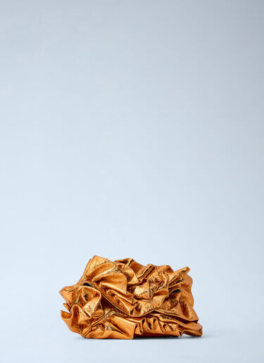 Dries Van Noten 러플 디테일의 크링클드 가죽 클러치 백 골드 dvn0263021