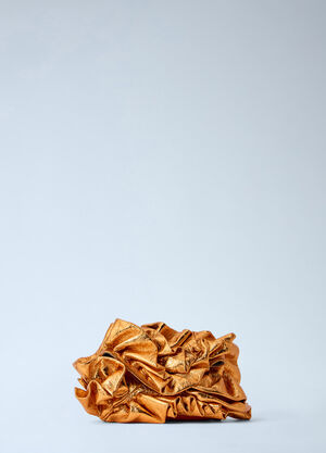 LN-CC® - Dries Van Noten: Ruffled Crinkled Leather Clutch Bag - Gold Dries Van Noten Ruffled Crinkled Leather Clutch Bag Gold dvn0263021
