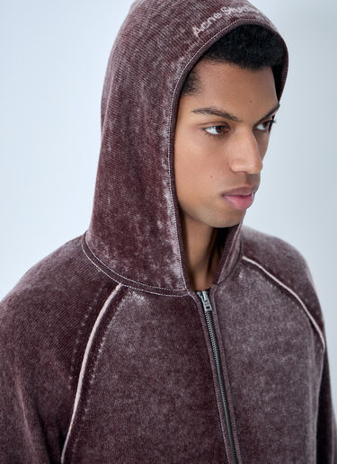LN-CC® - Acne Studios: Zip-Up Hooded Sweatshirt - Burgundy Acne Studios Zip-Up Hooded Sweatshirt Burgundy acn0163001