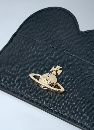 LN-CC® - Vivienne Westwood: 하트 모티프 가죽 카드 홀더 - 블랙 Vivienne Westwood 하트 모티프 가죽 카드 홀더 블랙 vvw0263055