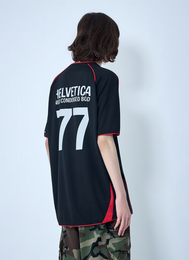 LN-CC® - VETEMENTS: アルファベット フットボール ジャージー Tシャツ - ブラック VETEMENTS アルファベット フットボール ジャージー Tシャツ ブラック vet0164004