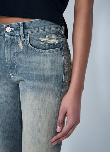 LN-CC® - Balenciaga: Cropped Distressed Denim Jeans - Blue Balenciaga Cropped Distressed Denim Jeans Blue bal0263013