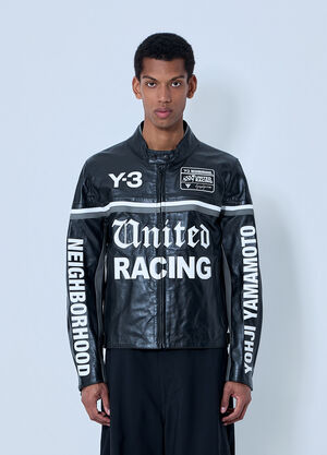 LN-CC® - Y-3 X NBHD: Racing-Inspired Leather Jacket - Black Y-3 X NBHD Racing-Inspired Leather Jacket Black ynb0162013