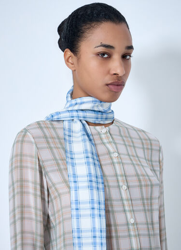 LN-CC® - Acne Studios: Plaid Sheer Button-Down Blouse - White Acne Studios Plaid Sheer Button-Down Blouse White acn0264031