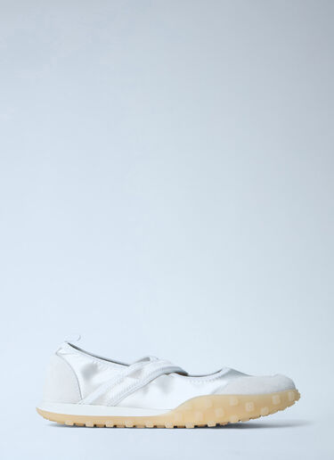LN-CC® - Jil Sander: 새틴 스트랩 슬립온 슈즈 - 화이트 Jil Sander 새틴 스트랩 슬립온 슈즈 화이트 jil0264013