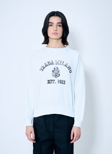 LN-CC® - Prada: Logo Print Sweatshirt - White Prada Logo Print Sweatshirt White pra0260011