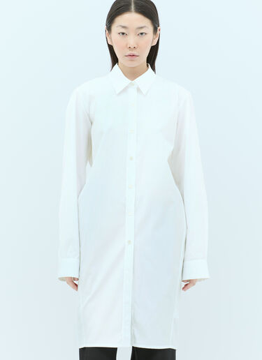 LN-CC® - Dries Van Noten: オープンバック ポプリンシャツ - ホワイト Dries Van Noten オープンバック ポプリンシャツ ホワイト dvn0256013