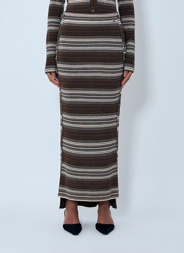 LN-CC® - Miss Sixty x KNWLS: Stripe Knit Maxi Skirt - Brown Miss Sixty x KNWLS Stripe Knit Maxi Skirt Brown msk0263014