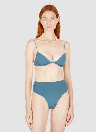 LN-CC® - Ziah: Fine Strap Almond Bikini Top - Blue Ziah Fine Strap Almond Bikini Top Blue zia0249004