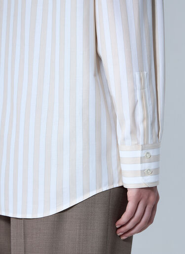 LN-CC® - Saint Laurent: Striped Button-Down Shirt - Beige Saint Laurent Striped Button-Down Shirt Beige sla0260078