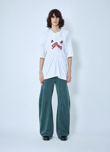 LN-CC® - LUEDER: Shirred Football T-Shirt - White LUEDER Shirred Football T-Shirt White ldr0364009