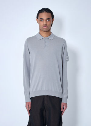 LN-CC® - Stone Island: Ghost Compass Patch Polo Shirt - Grey Stone Island Ghost Compass Patch Polo Shirt Grey sto0160040