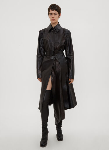 LN-CC® - Oliver Theyskens: Tailored Leather Coat - Black Oliver Theyskens Tailored Leather Coat Black oli0234012