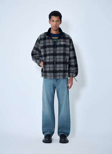 LN-CC® - Miu Miu: Checked Fleece Jacket - Black Miu Miu Checked Fleece Jacket Black miu0164001