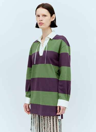 LN-CC® - Dries Van Noten: Striped Polo Shirt - Purple Dries Van Noten Striped Polo Shirt Purple dvn0256012