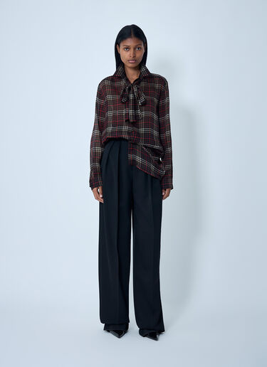 LN-CC® - Saint Laurent: Tartant Silk Cassandre Shirt - Grey Saint Laurent Tartant Silk Cassandre Shirt Grey sla0261026