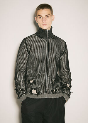 LN-CC® - MM6 Maison Margiela: Ribbed Wool Cardigan - Black MM6 Maison Margiela Ribbed Wool Cardigan Black mmm0158003