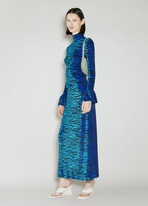 Rabanne Velvet Zebra Print Skirt Blue pac0253022