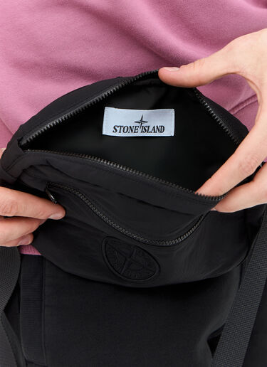 LN-CC® - Stone Island: Logo Embroidery Belt Bag - Black Stone Island Logo Embroidery Belt Bag Black sto0158059