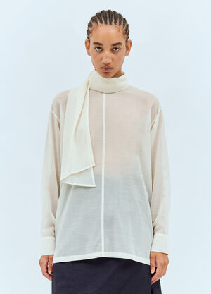 Issey Miyake Sheer Shirt With Shawl Off white ism0258003