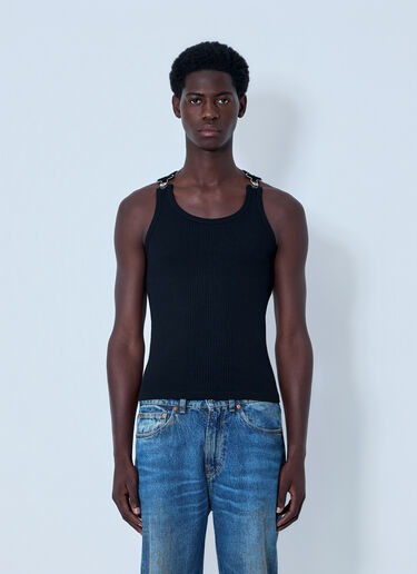 Jean Paul Gaultier Ribbed Tank Top with Metal Hardware Black jpg0364004