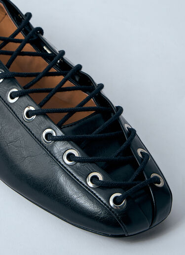 LN-CC® - GANNI: Oleatex Ballerina Flats - Black GANNI Oleatex Ballerina Flats Black gan0260019