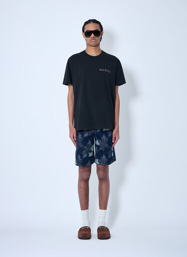 LN-CC® - Gucci: Denim Jacquard Shorts - Blue Gucci Denim Jacquard Shorts Blue guc0160002