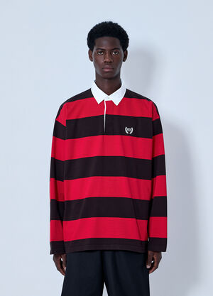 LN-CC® - Balenciaga: Striped Rugby T-Shirt - Red Balenciaga Striped Rugby T-Shirt Red bal0164009