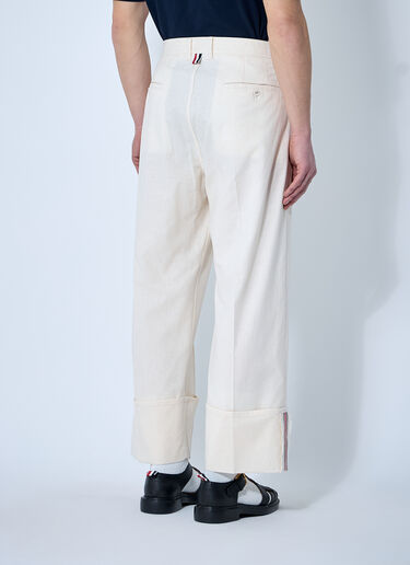 LN-CC® - Thom Browne: Logo Trim Pants - Beige Thom Browne Logo Trim Pants Beige thb0160013