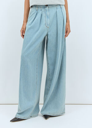 LN-CC® - Dries Van Noten: Pleated Wide Jeans - Blue Dries Van Noten Pleated Wide Jeans Blue dvn0258021