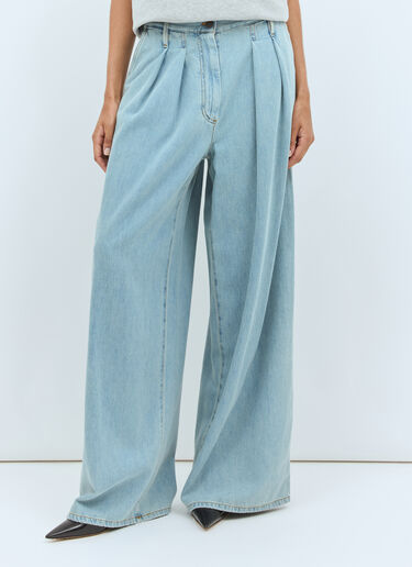 LN-CC® - Dries Van Noten: Pleated Wide Jeans - Blue Dries Van Noten Pleated Wide Jeans Blue dvn0258021
