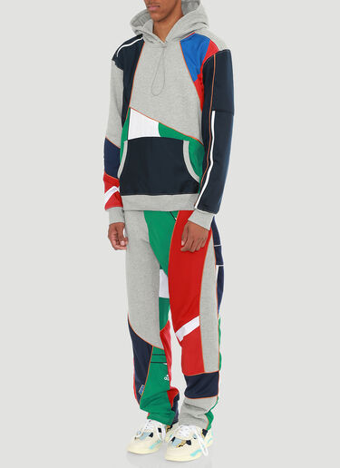 LN-CC® - Ahluwalia Studio: Patchwork Hooded Sweater - Grey Ahluwalia Studio Patchwork Hooded Sweater Grey ahl0140007