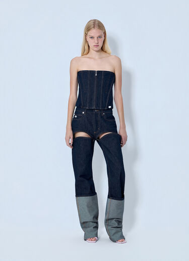 LN-CC® - Jean Paul Gaultier: Cut Out Wide Leg Jeans - Blue Jean Paul Gaultier Cut Out Wide Leg Jeans Blue jpg0264006