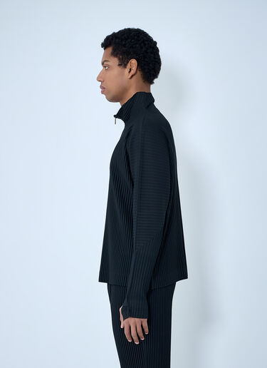 Homme Plissé Issey Miyake 플리츠 하프 집 풀오버 스웨터 검정 hmp0163004