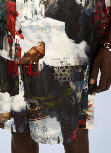Off-White World Paint Viscose Bowling Shorts Blue ofw0162078