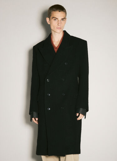 LN-CC® - Martine Rose: Double-Breasted Shirt Overcoat - Black Martine Rose Double-Breasted Shirt Overcoat Black mtr0158007