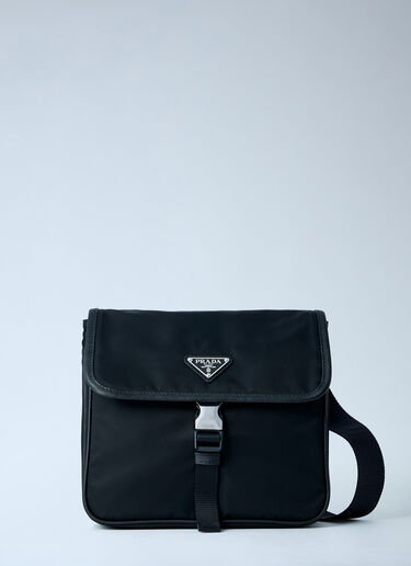 Prada Re-Nylon and Saffiano Leather Shoulder Bag Black pra0164012