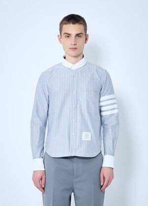 LN-CC® - Thom Browne: Striped Cotton Shirt - Navy Thom Browne Striped Cotton Shirt Navy thb0159003