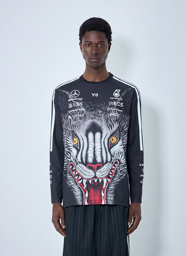 LN-CC® - Y-3 MERCEDES: Graphic Long Sleeve Jersey - Black Y-3 MERCEDES Graphic Long Sleeve Jersey Black yyy0364067