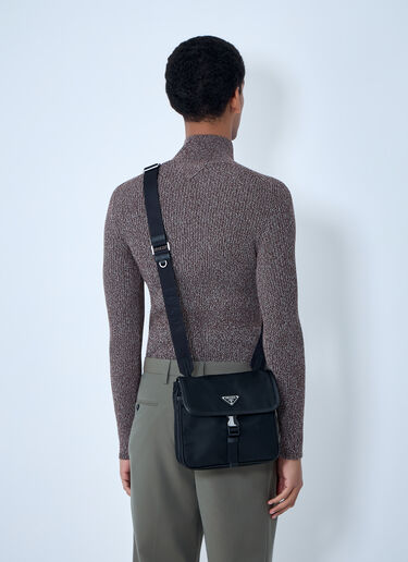 Prada Re-Nylon and Saffiano Leather Shoulder Bag Black pra0164012