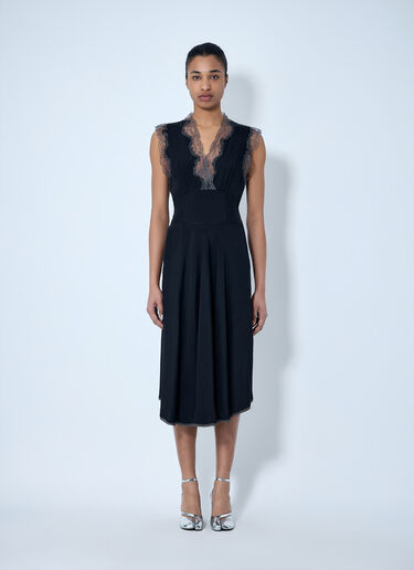 Maison Margiela 蕾丝饰边中长连衣裙 黑色 mla0264002