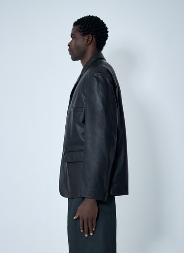 Lemaire Single-Breasted Leather Blazer Black lem0162015