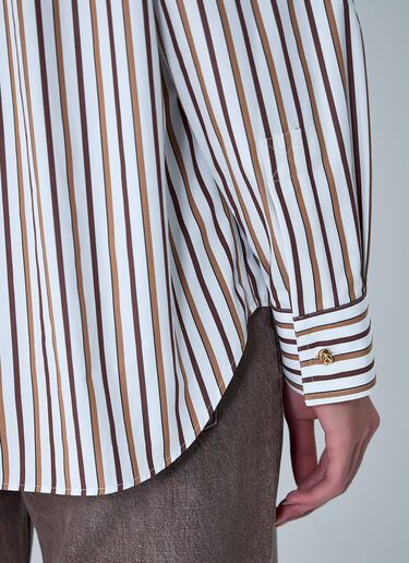 LN-CC® - Bottega Veneta: Stripe Button-Down Shirt - Brown Bottega Veneta Stripe Button-Down Shirt Brown bov0262043