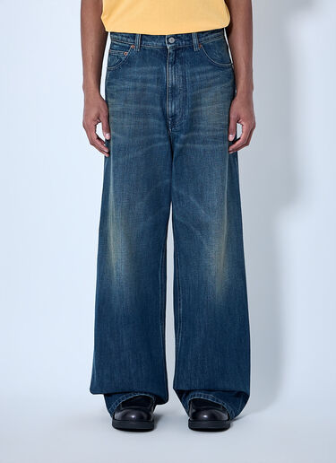 LN-CC® - MM6 Maison Margiela: ワイドレッグデニムトラウザーズ - 青 MM6 Maison Margiela ワイドレッグデニムトラウザーズ 青 mmm0163019