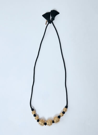 Saint Laurent Metal And Tassel Necklace Black sla0259047