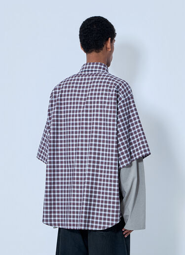 LN-CC® - Balenciaga: Layered Check Shirt - Red Balenciaga Layered Check Shirt Red bal0164004