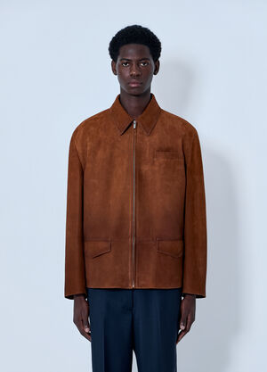 Miu Miu Suede Zip Jacket Brown miu0164035