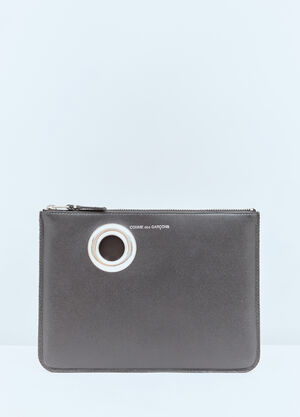 Comme des Garçons Wallet Silver Eyelet Pouch Black cdw0357012